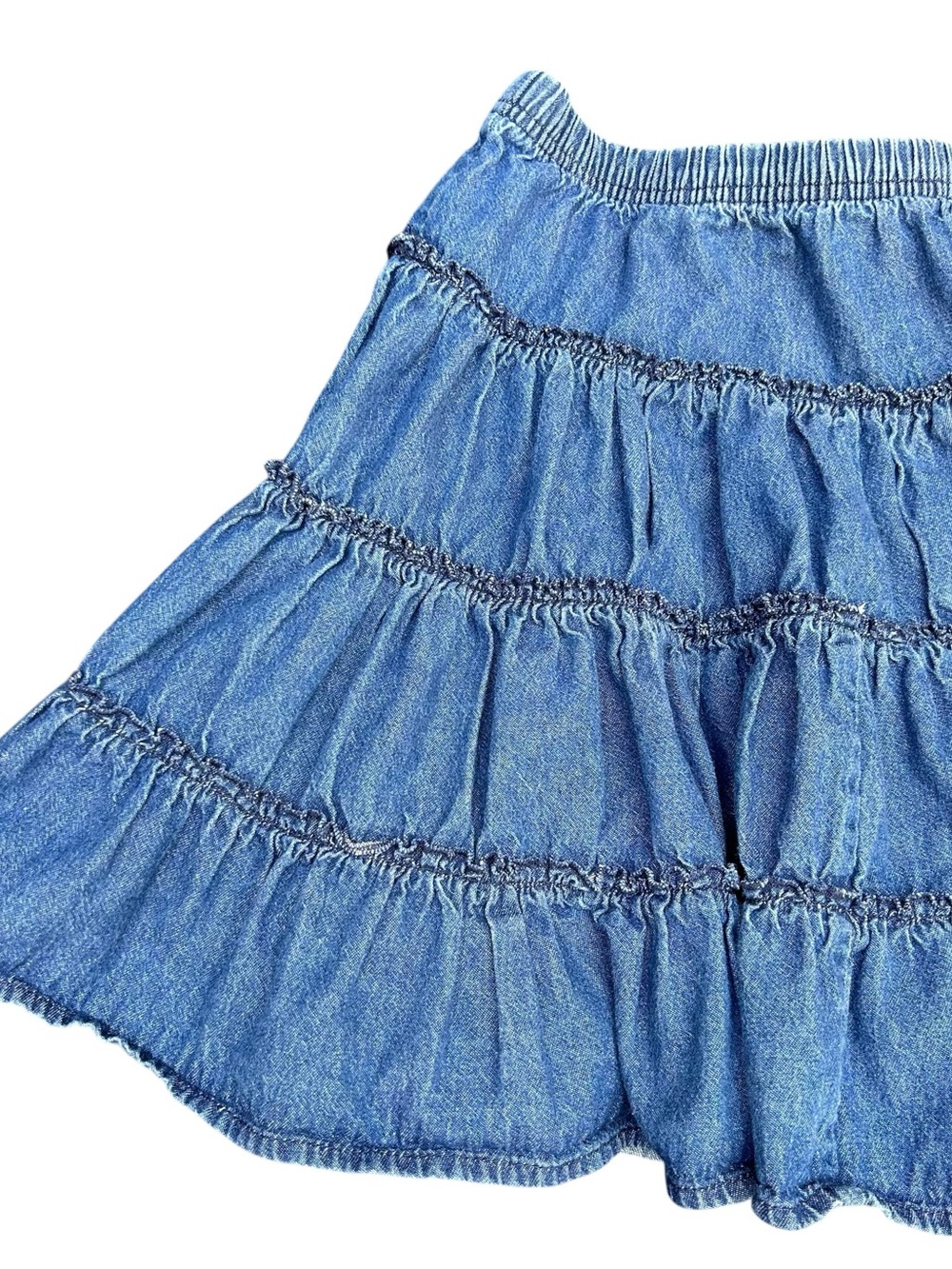 Hanna Andersson Blue Tiered Pull On Elastic Waist Denim Skirt - Picture 3 of 3